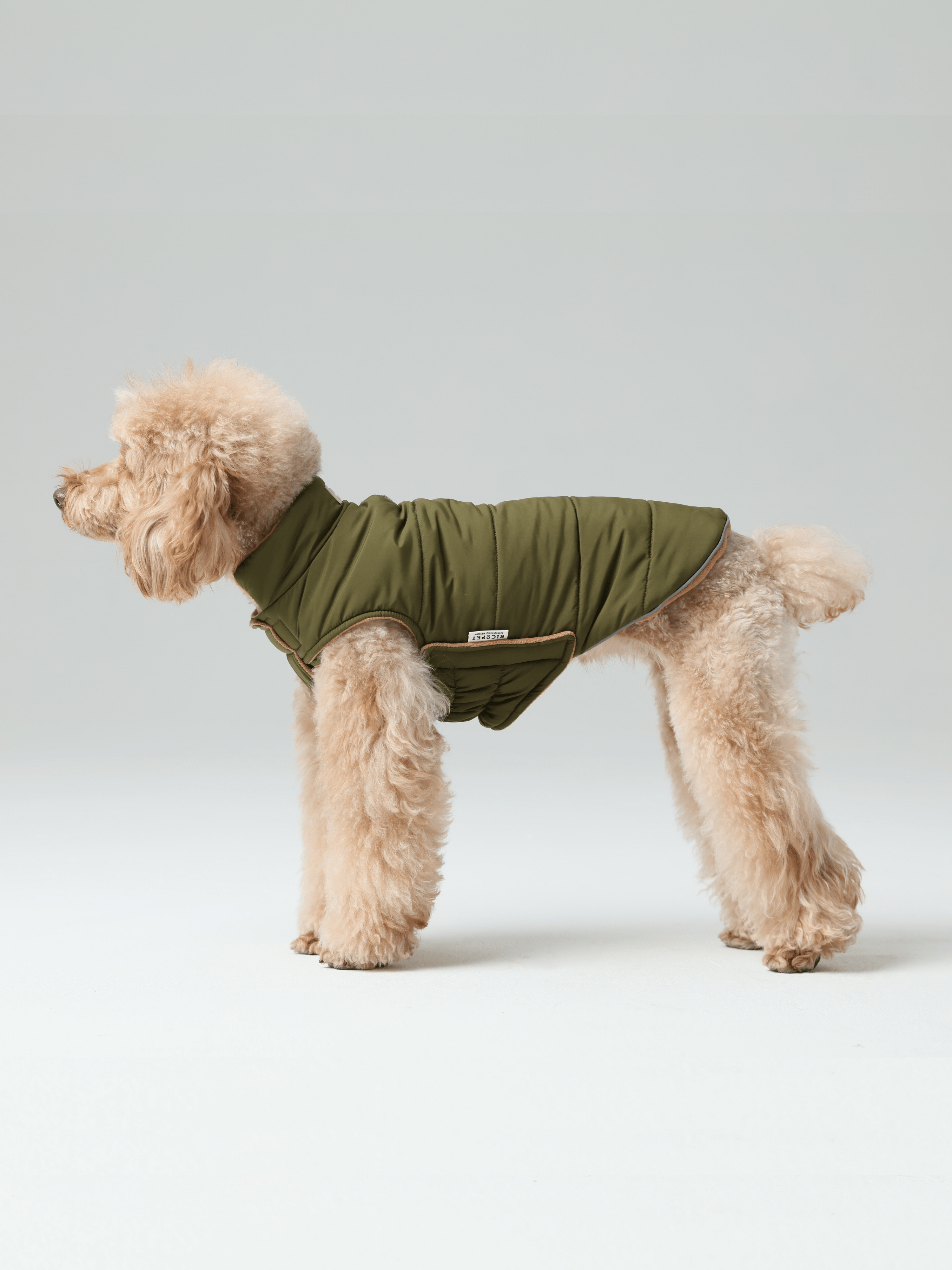 Reversible Dog Vest Jacket - Green/ Brown