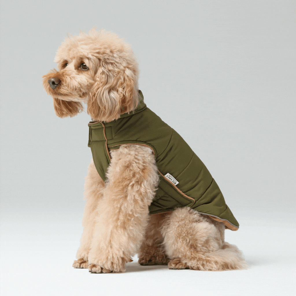 Reversible Dog Vest Jacket - Green/ Brown