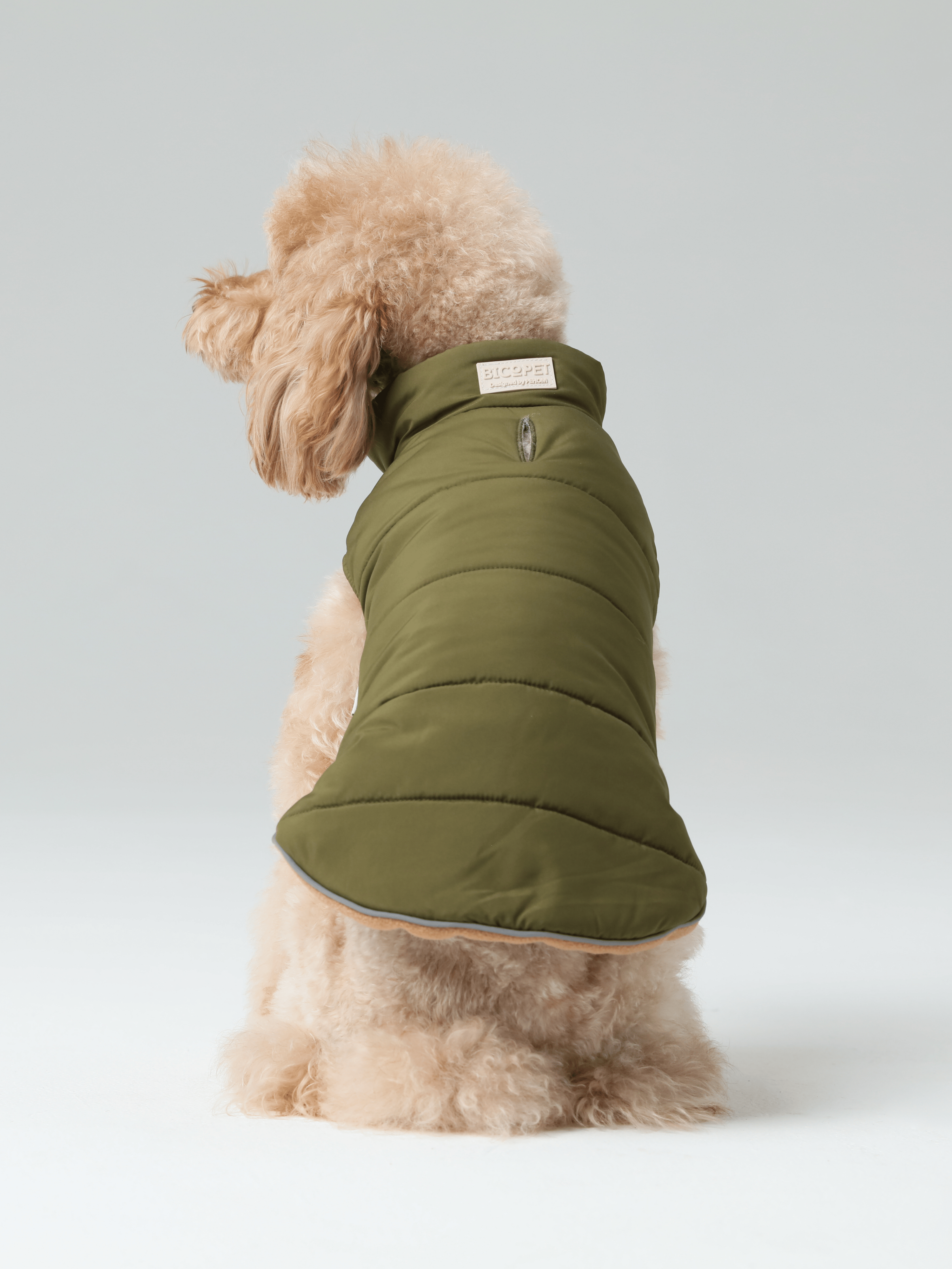 Reversible Dog Vest Jacket - Green/ Brown