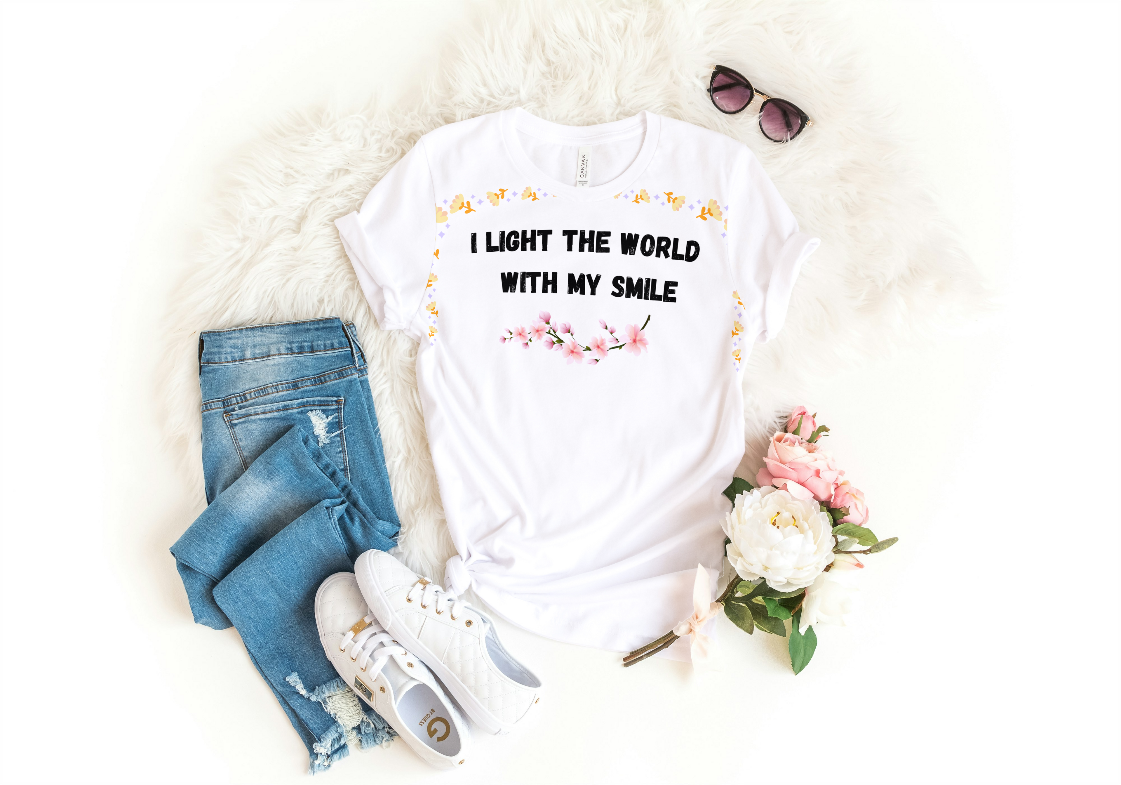 I Light the World With My Smile — Women's Inspirational T-Shirt| Paws & Whiskers