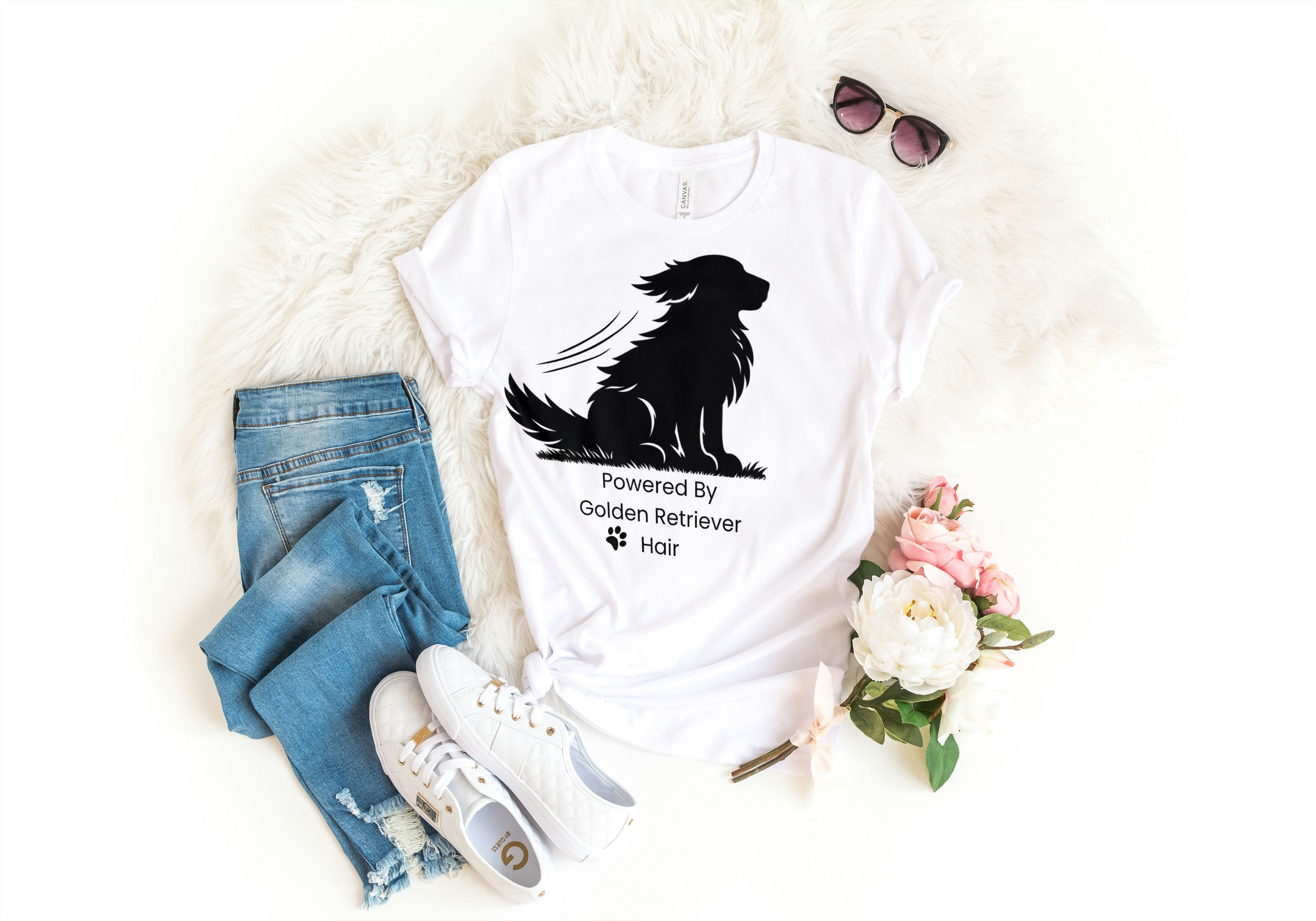 Powered by Golden Retriever Hair| Unisex T-Shirt| Paws & Whiskers