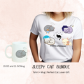 Sleepy Cat Moon T-Shirt and Mug Bundle|Matching Coffee Mug With Same Dreamy Design