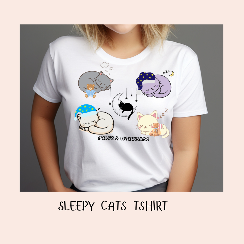 Sleepy Cat Moon T-Shirt and Mug Bundle|Matching Coffee Mug With Same Dreamy Design