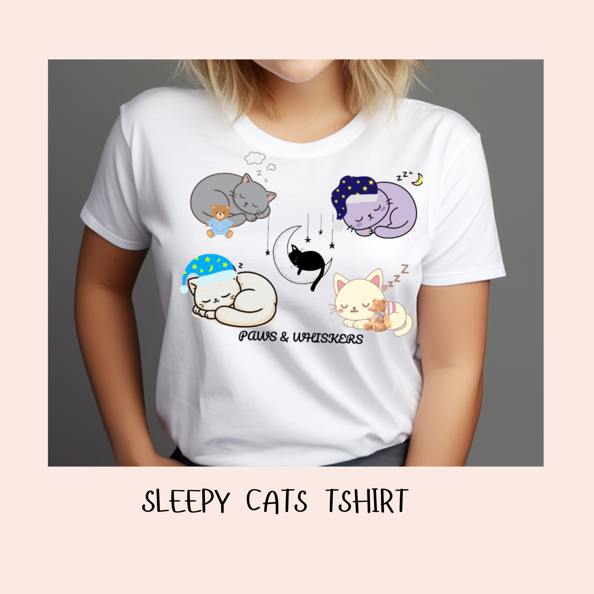 Sleepy Cat Moon T-Shirt and Mug Bundle|Matching Coffee Mug With Same Dreamy Design