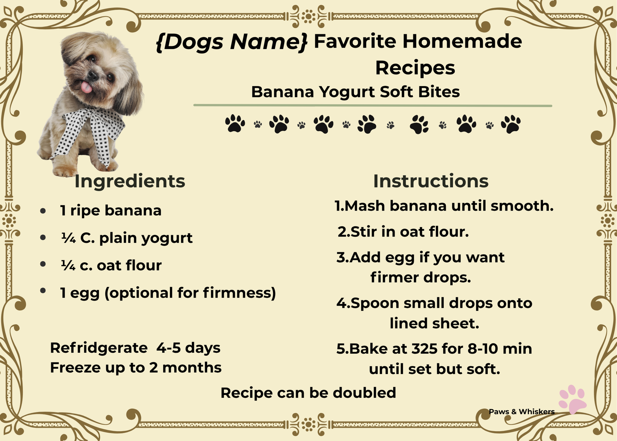 Senior Dog Homemade Recipe Cards — 5 Healthy Meals & Treats for Aging Dogs, Printable Digital Download