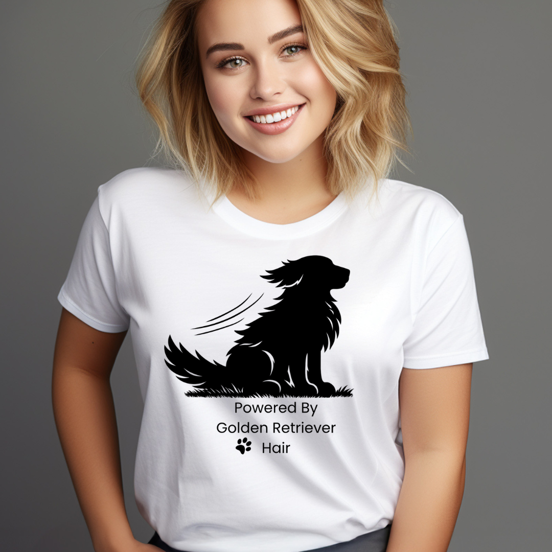 Powered by Golden Retriever Hair| Unisex T-Shirt| Paws & Whiskers
