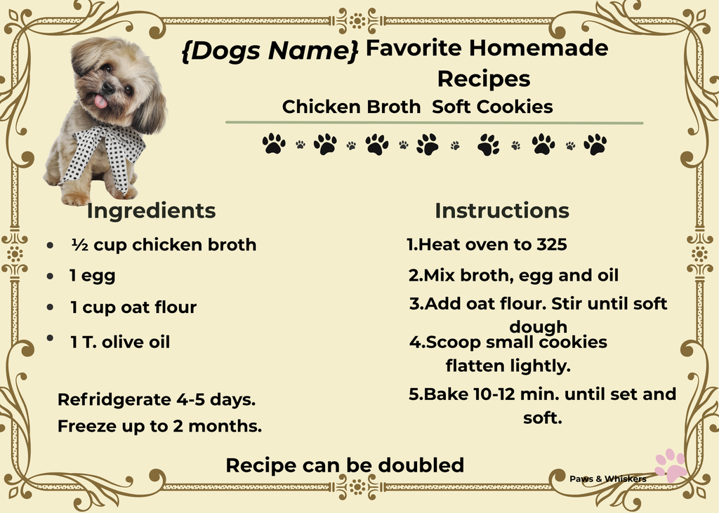 Senior Dog Homemade Recipe Cards — 5 Healthy Meals & Treats for Aging Dogs, Printable Digital Download