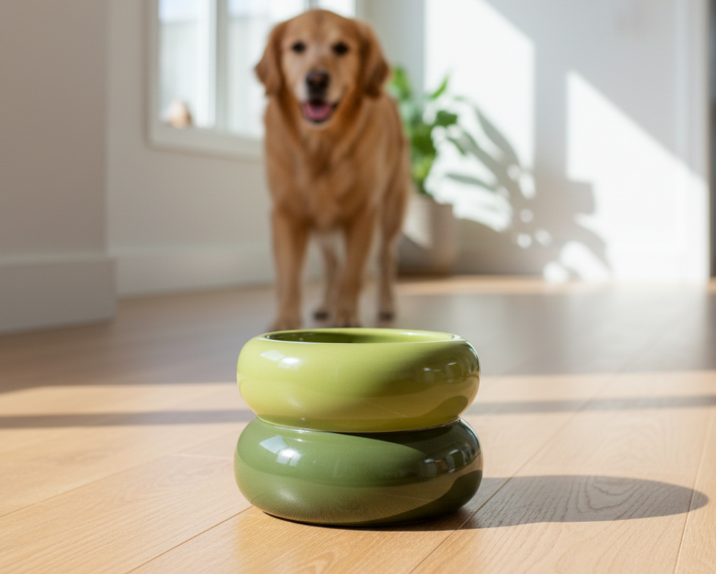 Avocado Green Dog Bowl - Soufflé Pet Bowl | Non-Slip & Dishwasher Safe