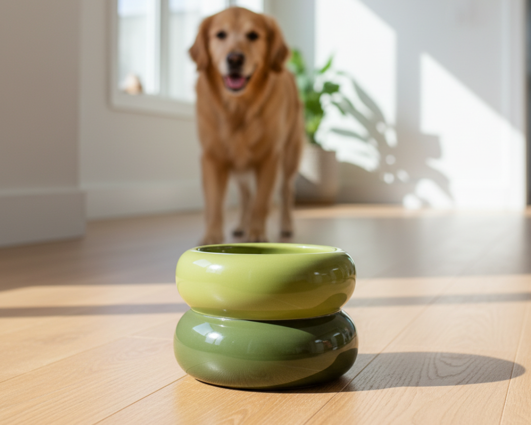 Avocado Green Dog Bowl - Soufflé Pet Bowl | Non-Slip & Dishwasher Safe