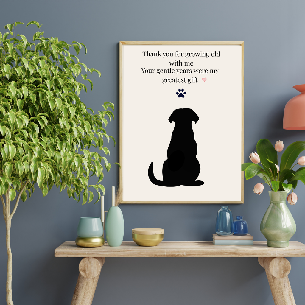 Senior Dog Tribute Wall Art | Thank You for Growing Old With Me| Printable Dog Lover Gift