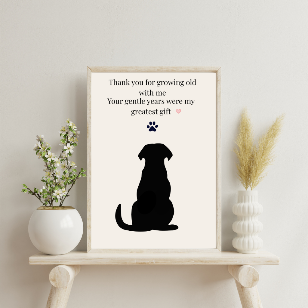 Senior Dog Tribute Wall Art | Thank You for Growing Old With Me| Printable Dog Lover Gift