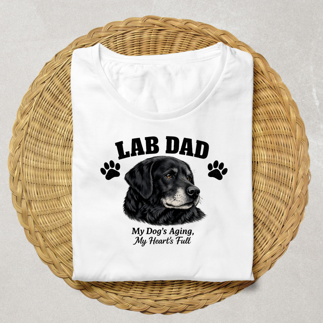 Lab Dog Aging Dog My Heart's Full — Labrador Dad Shirt, Black Lab Gift for Dog Dad, Unisex POD Tee