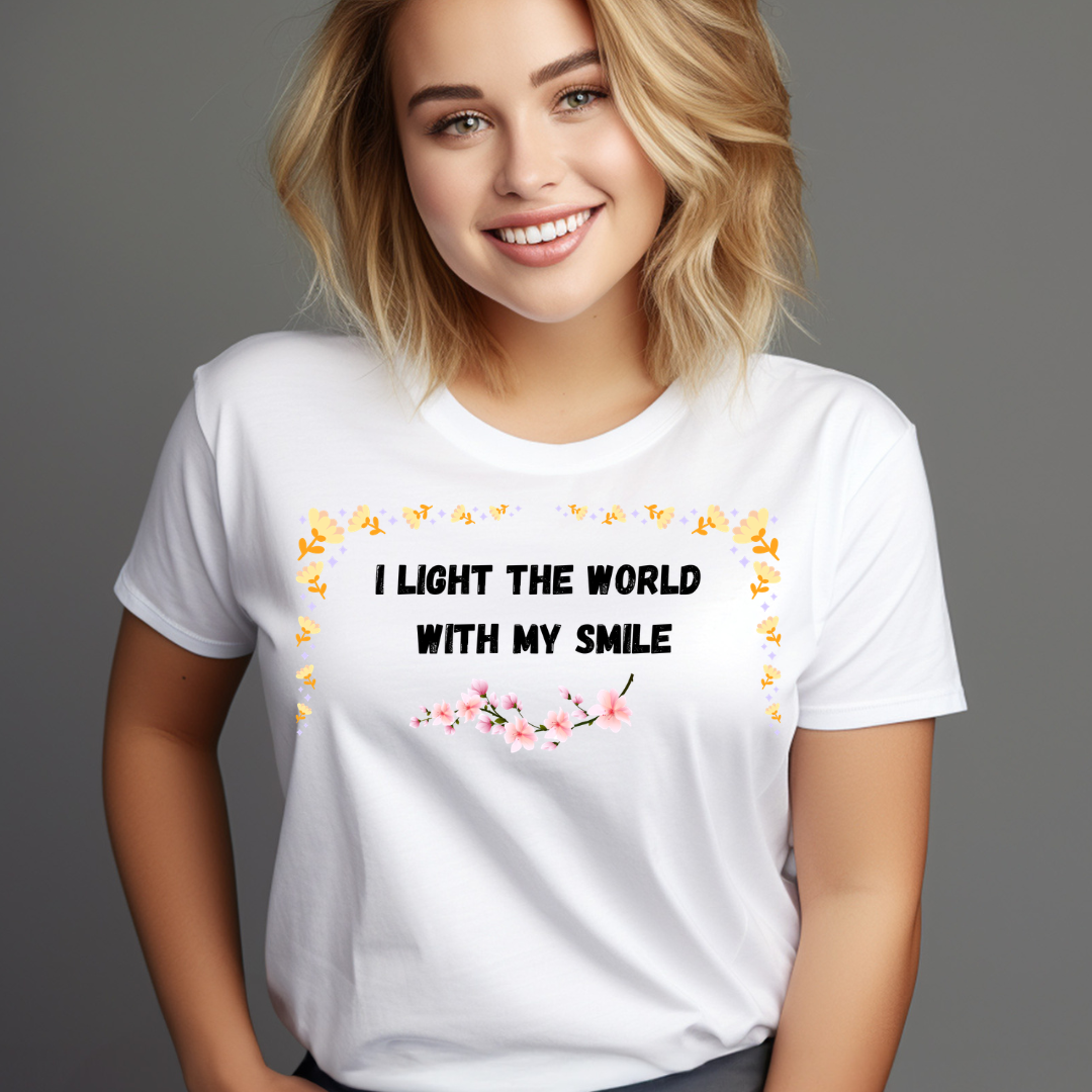 I Light the World With My Smile — Women's Inspirational T-Shirt| Paws & Whiskers