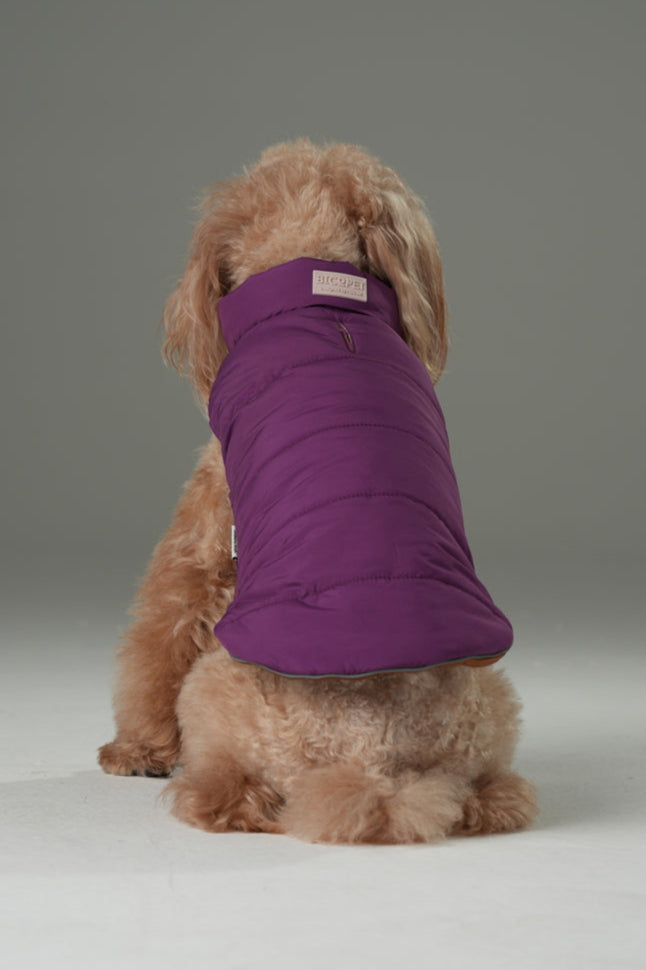 Reversible Dog Vest Jacket - Purple/ Caramel