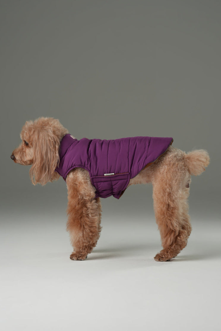 Reversible Dog Vest Jacket - Purple/ Caramel