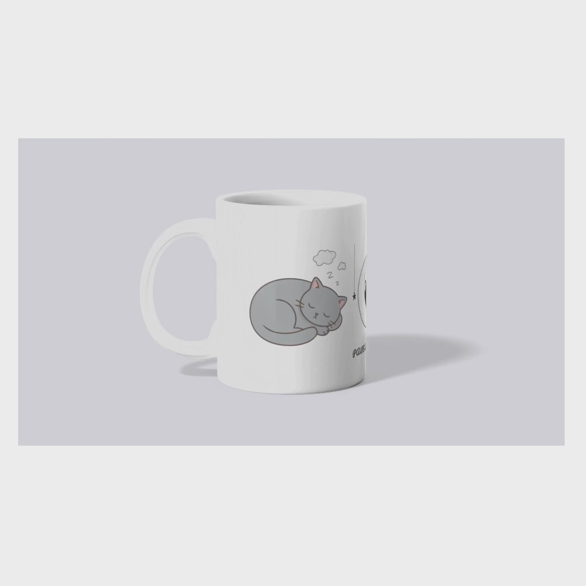 Sleepy Cat Moon T-Shirt and Mug Bundle|Matching Coffee Mug With Same Dreamy Design