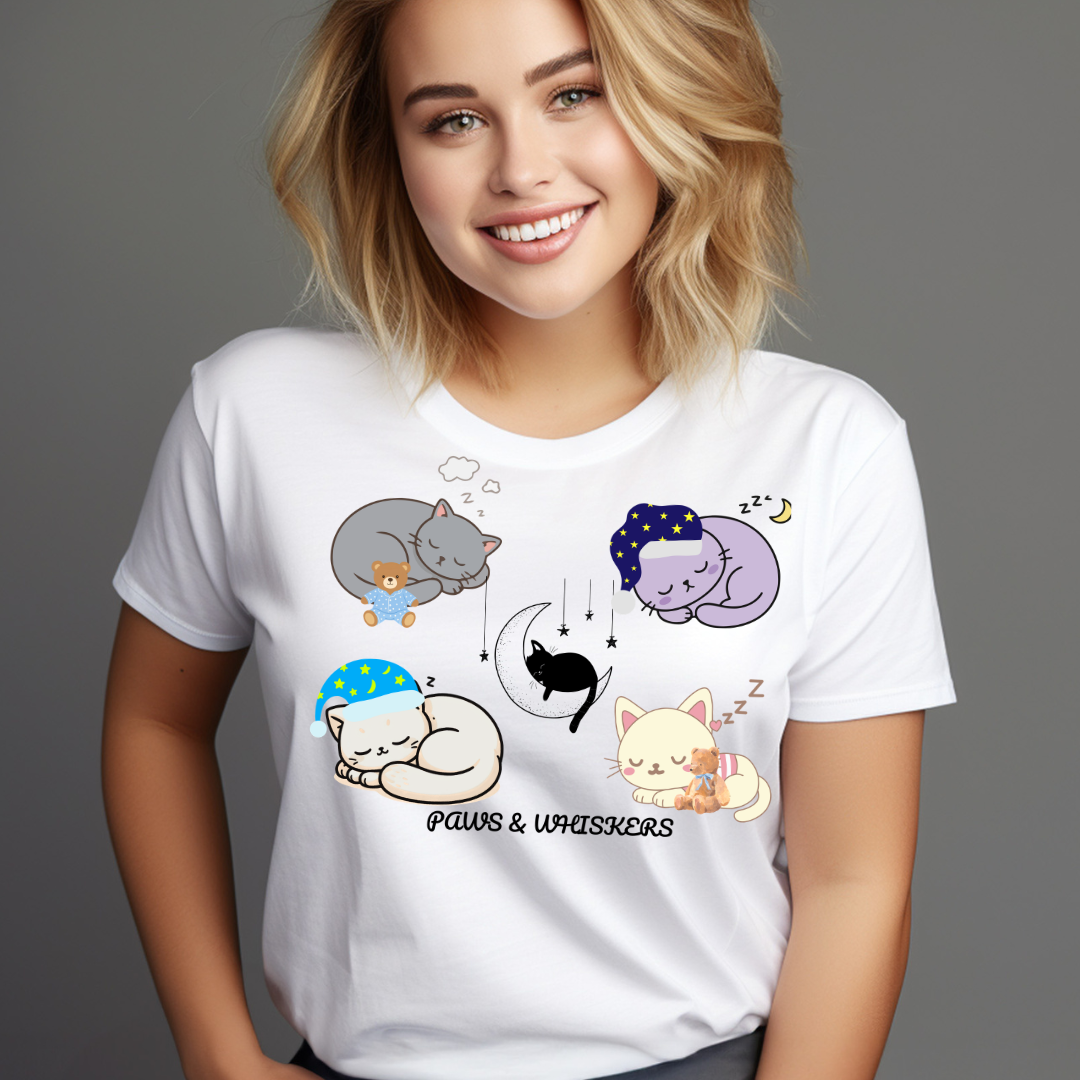 Sleepy Cat Tshirt| Cat Mom Gift| Graphic Design| Paws & Whiskers