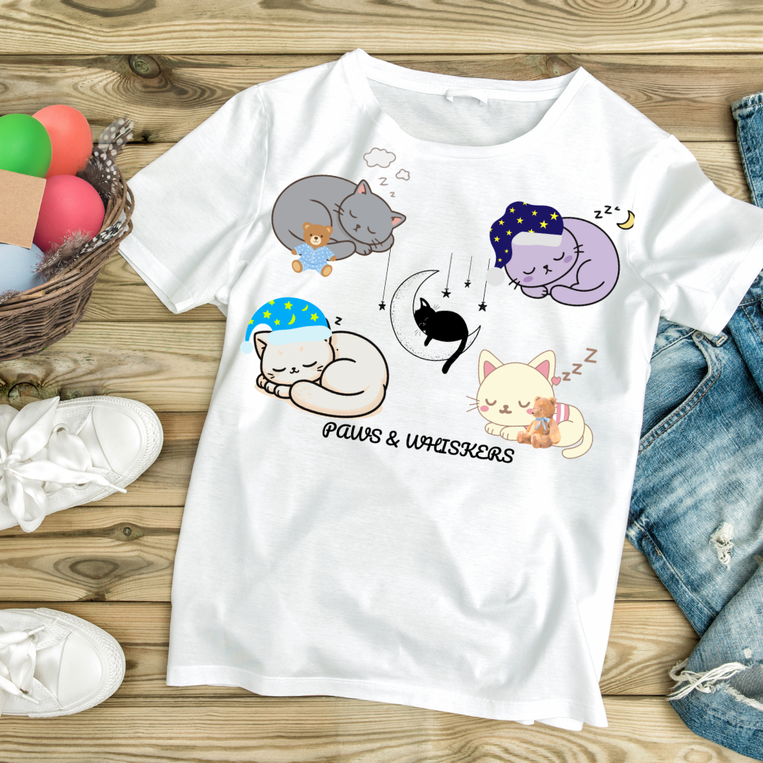 Sleepy Cat Tshirt| Cat Mom Gift| Graphic Design| Paws & Whiskers