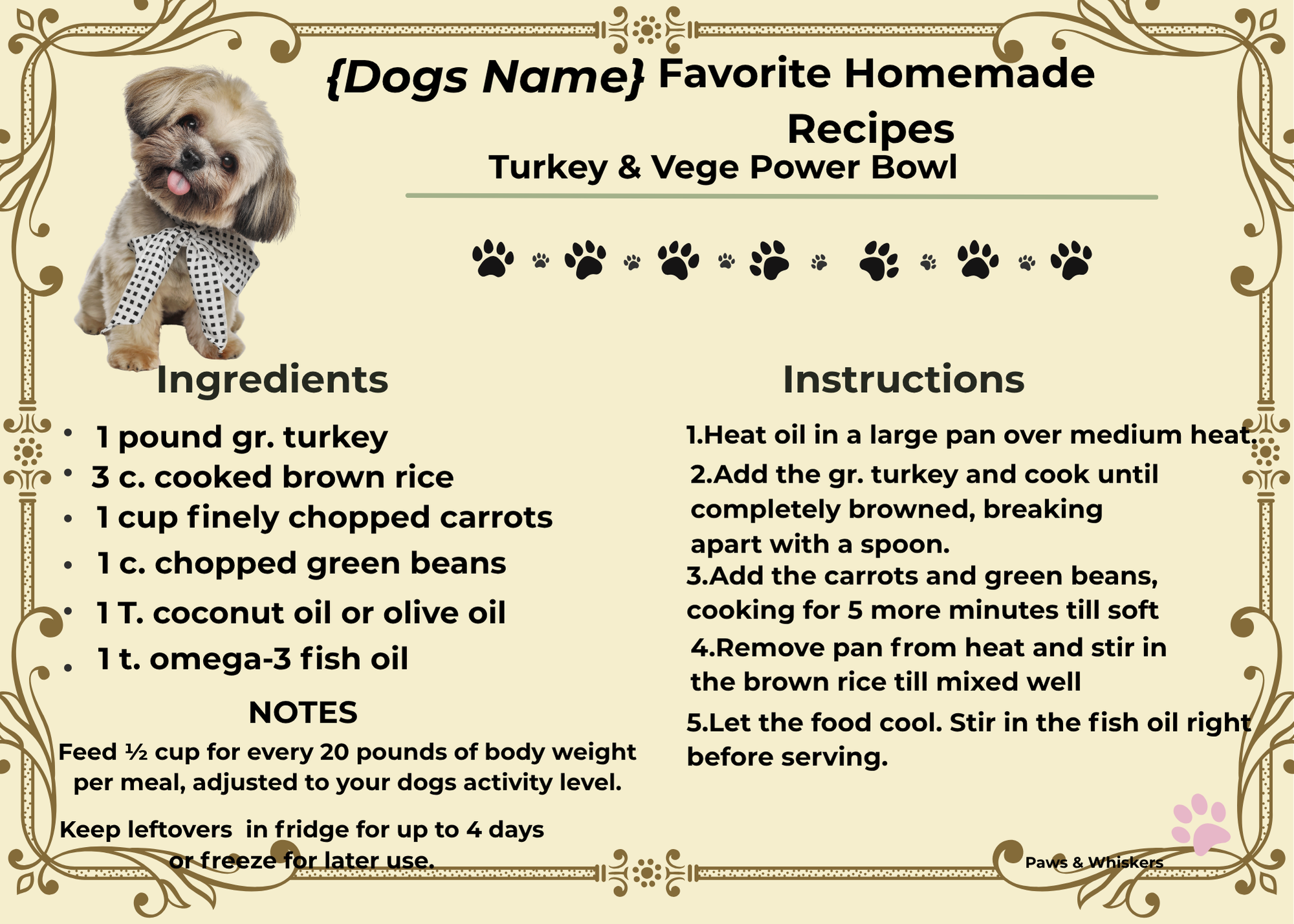 Senior Dog Homemade Recipe Cards — 5 Healthy Meals & Treats for Aging Dogs, Printable Digital Download